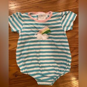 Little English striped bodysuit with rainbow detail, 18 months